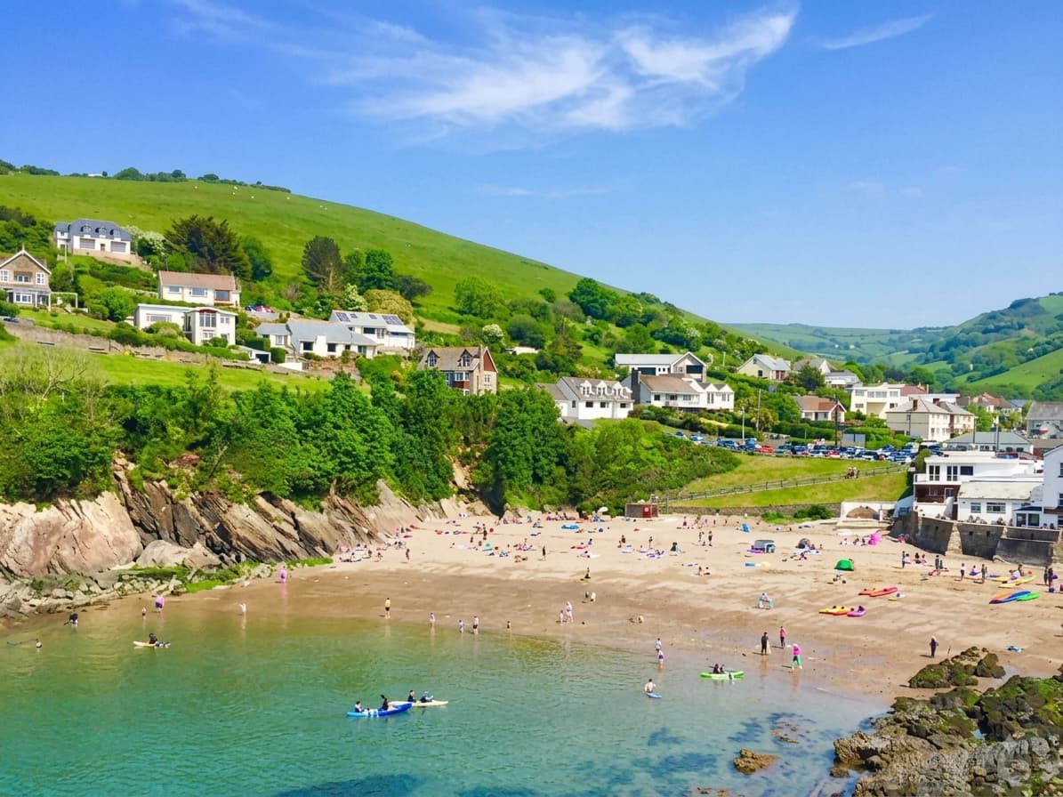 Combe Martin sheltered cove with rockpools in North Devon